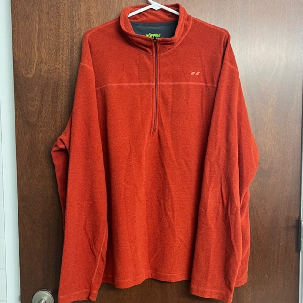 Koppen Men’s Orange Quarter Zip Long Sleeve Fleece Pullover Sweater XXL - Picture 2 of 7